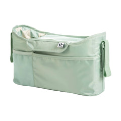 Adjustable strap attachment secures the caddy to the stroller for a stable ride.