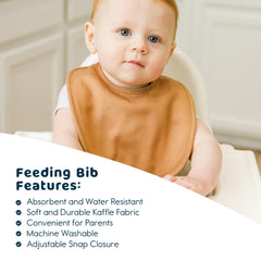 Tiny Twinkle bibs reveal a waterproof lining to block leaks during meals and drool.