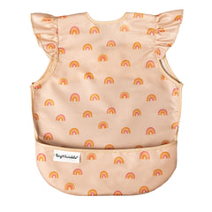 Tiny Twinkle Mess-Proof Bib Boho Rainbow front view showing waterproof protection during meals.