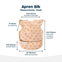 Tiny Twinkle mess-proof bib butterflies waterproof close-up shows quick-drying fabric.