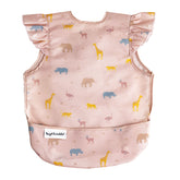 Tiny Twinkle mess-proof bib fabric closeup showing soft, stain-resistant material for calm mealtime.