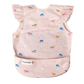 Tiny Twinkle unicorn confetti bib front view shows waterproof protection during meals.