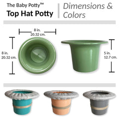 Tiny Undies Top Hat Potty grey with 100% cotton undyed fleece cozy for gentle seating.