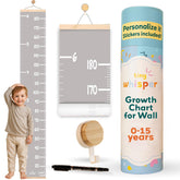 Tiny Whisper height chart wall setup enables quick tool-free mounting in a child's room