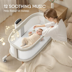 TinyGlow portable bassinet nest ready to move safely around the house.