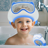 TinyGuardian baby shower cap blue diving-goggle shape for fun bath time.