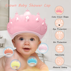 TinyGuardian pink adjustable-band shower cap ensures snug fit during bath time