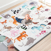 TINYHARBO Premium Foam Baby Play Mat cover removable; easy-clean for quick cleanup after play.