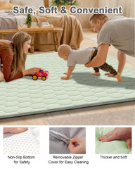 TINYHARBO Premium Foam Baby Play Mat non-slip bottom prevents sliding during active play.