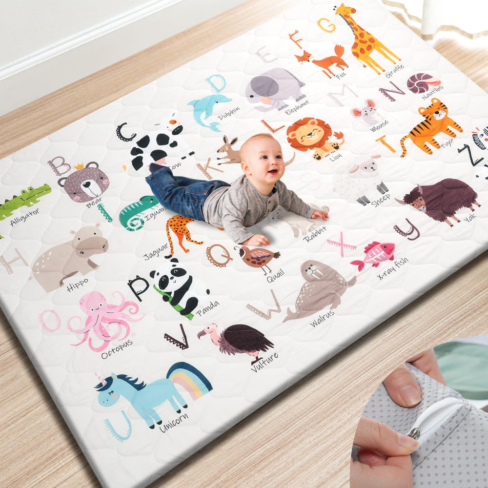 TINYHARBO Premium Foam Baby Play Mat setup showcases a roomy, safe crawling area.