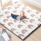 TINYHARBO Premium Foam Play Mat rainbow front view shows spacious crawling area.