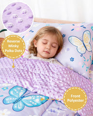 TinyPalsa Butterfly Bedding Comforter Back—plush Minky for ultra-soft, comforting touch.