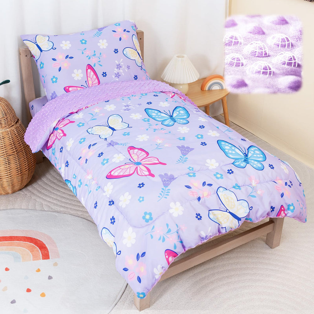 TinyPalsa Butterfly Bedding Comforter Front—breathable microfiber for cozy, kid-friendly nights.