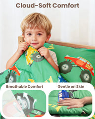 TinyPalsa green truck design closeup highlights playful patterns sparking imagination.
