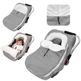 TinyPalsa winter car seat cover in grey with plush lining for warm, comfortable rides