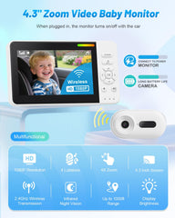 TinyShield wireless baby car camera 1080p display delivers sharp monitoring.