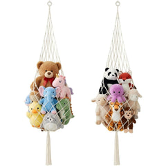Tioncy stuffed animal storage hammock cream setup highlights space-saving organization for playrooms.