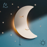 Tip perk Moon Lamp on nursery wall emits gentle glow for bedtime