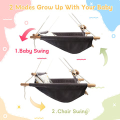 Tislly baby swing 5-point-safety-belt ensures secure, snug restraint during play
