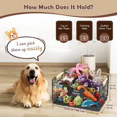 Tivray dog toy basket folded design saves space when not in use.