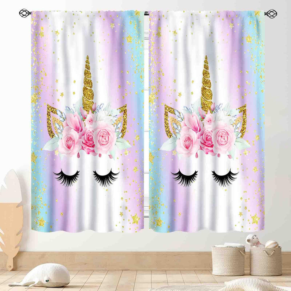 TKUYO Unicorn Curtains ombre rainbow elevate kid's room decor with privacy