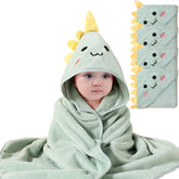 TMIELYBS hooded baby towel with green dinosaur hood for gentle, quick-drying baby baths