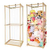 TNAMASUN 63in stuffed animal storage assembly shows a sturdy wood frame for organized plush toys