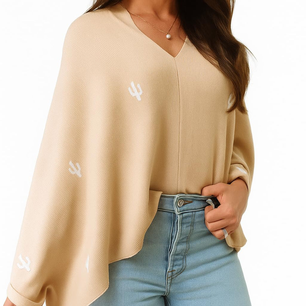 Toci Mom stylish nursing cover poncho in breathable fabric provides discreet nursing privacy on the go.