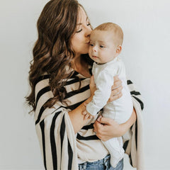 Toci Mom poncho worn by mom for convenient, full coverage during nursing