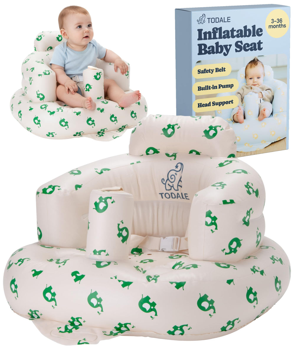 Todale inflatable baby seat with built-in pump for quick inflation and travel-ready setup.