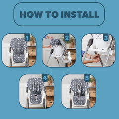Todays Kids high chair pad elastic-back keeps pad secure during feeding.