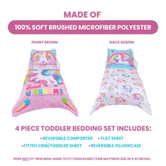 Todays Kids unicorn fitted sheet emphasizes breathable fabric helping little sleepers stay comfy