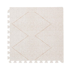 Toddlekind Playmat off-white tiles assembled create a soft, safe play area for babies.