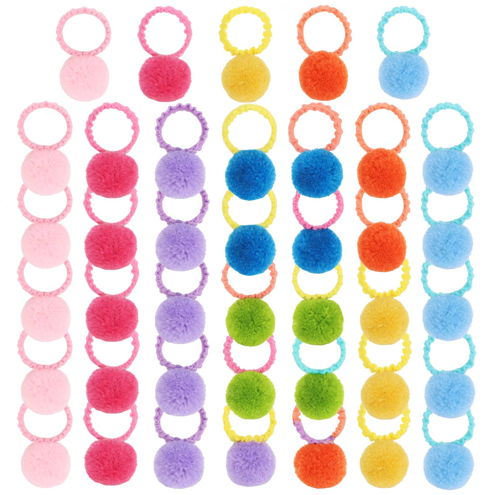 TODDER pom pom hair ties 40-pack closeup showing soft elastic for gentle holds