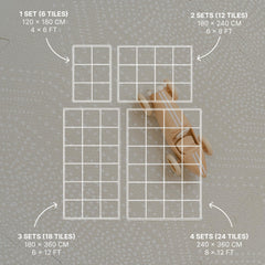 Toddlekind Playmat 4x6-foot area in cream laid flat for tummy time.