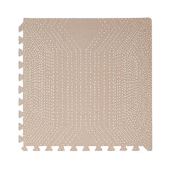 Toddlekind premium foam playmat tiles laid in beige-brown rug layout for safe tummy time.