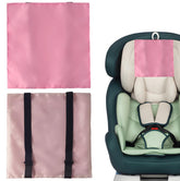 Toeloioh satin headrest cover pink front view protects baby's hair during car rides.