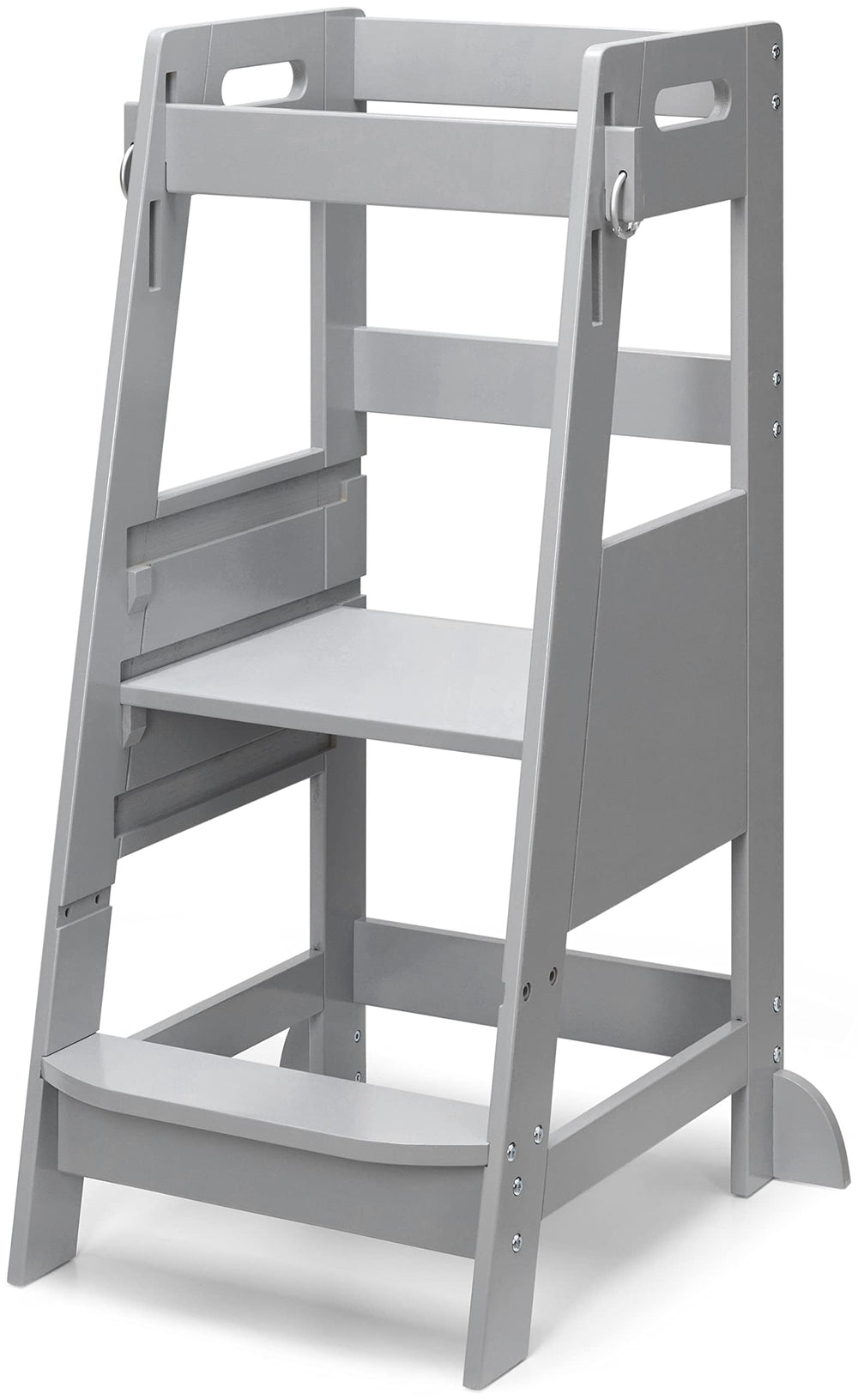 TOETOL bamboo toddler step stool assembly view demonstrates quick setup and sturdy base.
