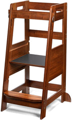 TOETOL bamboo toddler step stool sturdy base for stability.
