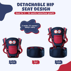 TOFFCAEA 6-in-1 side carry image highlighting comfortable hip seat and easy switching.