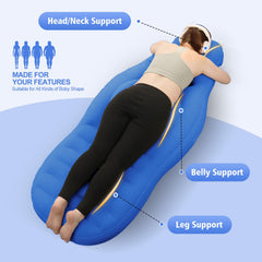 Toggloo blue pregnancy pillow with calming color for relaxed prenatal rest.