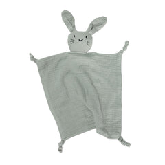 TOHARA Bunny Lovey blanket close-up showing organic cotton softness for newborn skin.