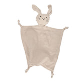 TOHARA bunny lovey close-up showing soft organic cotton texture for newborn comfort.