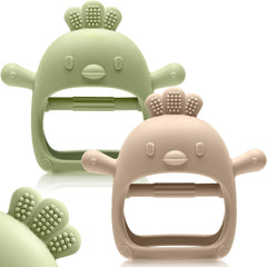 TOHIBEE teething mitten close-up shows dual textures for soothing gums during teething.