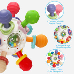 TOHIBEE twisting ball provides click sensations to develop hand-eye coordination.