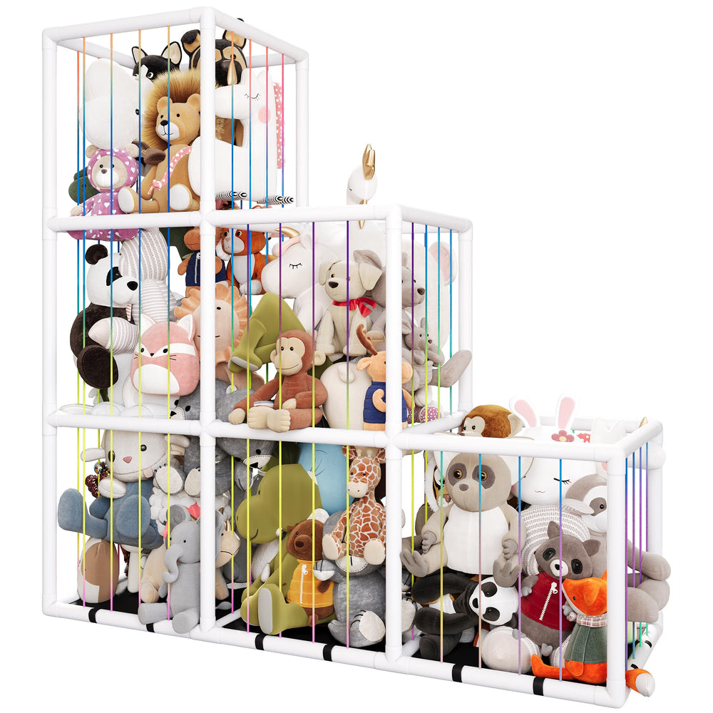 Toliyy stuffed animal storage zoo, 58-inch PVC tower, keeps plush toys organized and accessible.