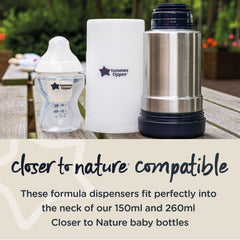 Tommee Tippee dispensers in a travel-ready six-pack for on-the-go feeding