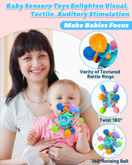 Tonberless Montessori teether rocks with clickable sounds for engagement