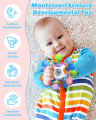 Tonberless safe silicone and ABS teether, BPA-free and non-toxic.