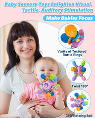 Tonberless teether textures with 12 chew points stimulate senses and exploration